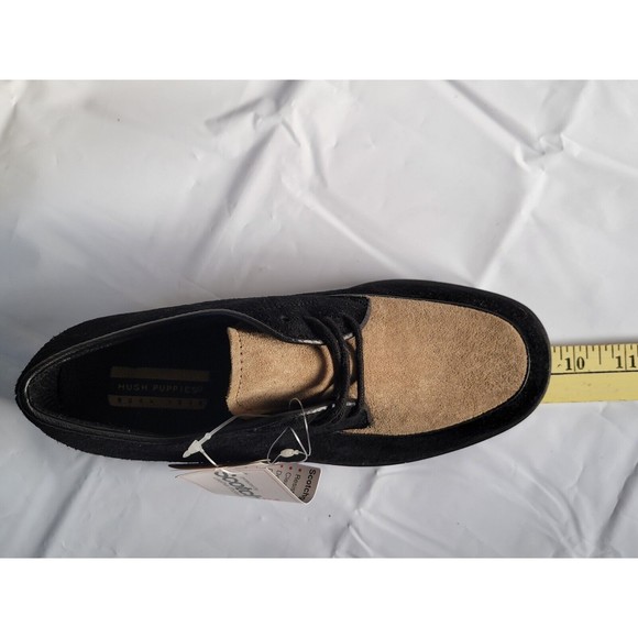 NWT Hush Puppies Big Boys 2.5M Leather Suede Black Taupe Dress Shoe Scotchguard - Picture 12 of 14